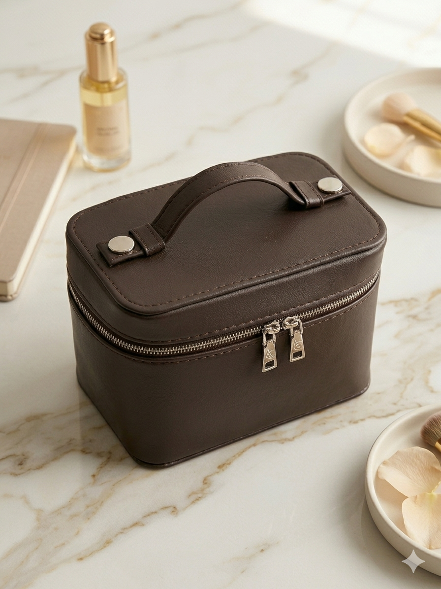Cosmetiquera de cuero genuino